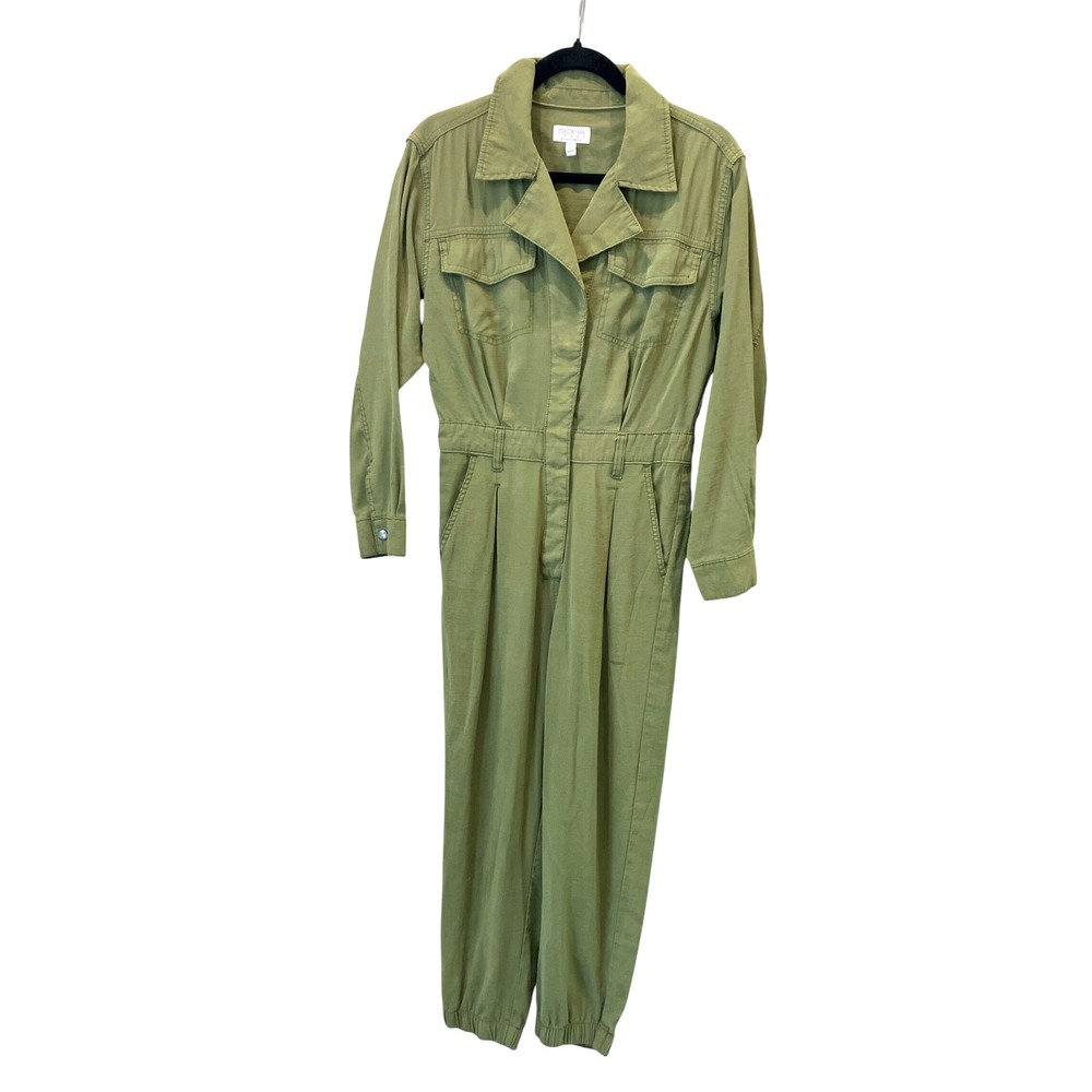 Sofia Jeans Women Jumpsuit XS Green Utility Cargo Long Sleeve Snap Front
